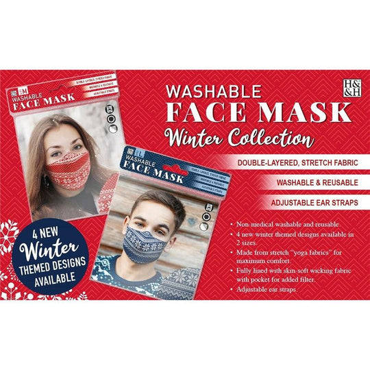 Winter Themed Face Masks Reusable Washable Printed Design by H&H