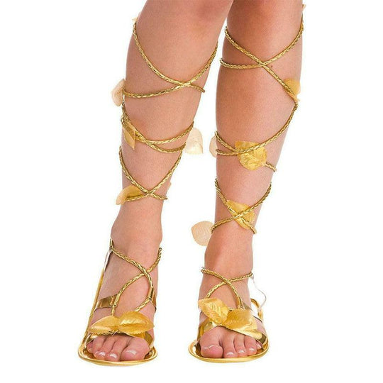 Womens Gold Cleopatra Roman Sandals Fancy Dress Costume Accessory