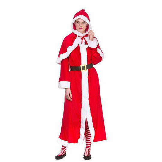 Womens Super Deluxe Mrs Claus Costume Santa Father Christmas Fancy Dress