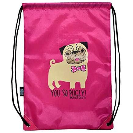 You So Pugly Nylon Drawstring Gym Swim PE Bag - Pink