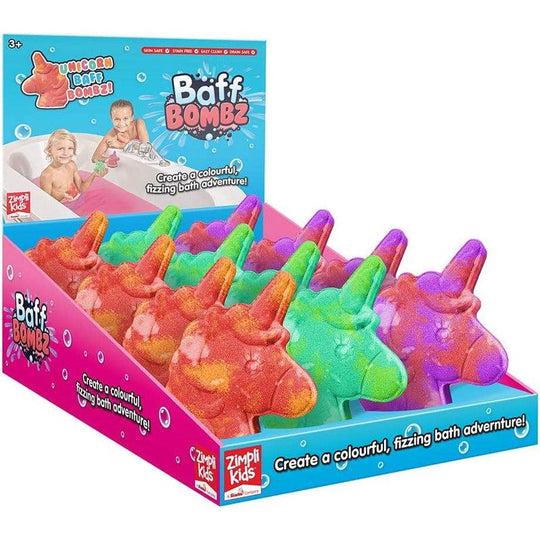 Zimpli Kids Baff Bombz 12 x Large Unicorn Head Bath Fizzies