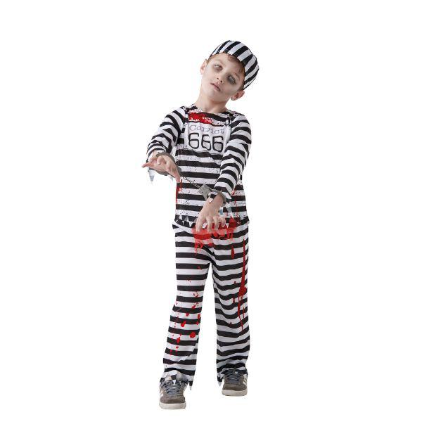 Zombie Convict Scary Prisoner Boy's Halloween Fancy Dress Costume - The 